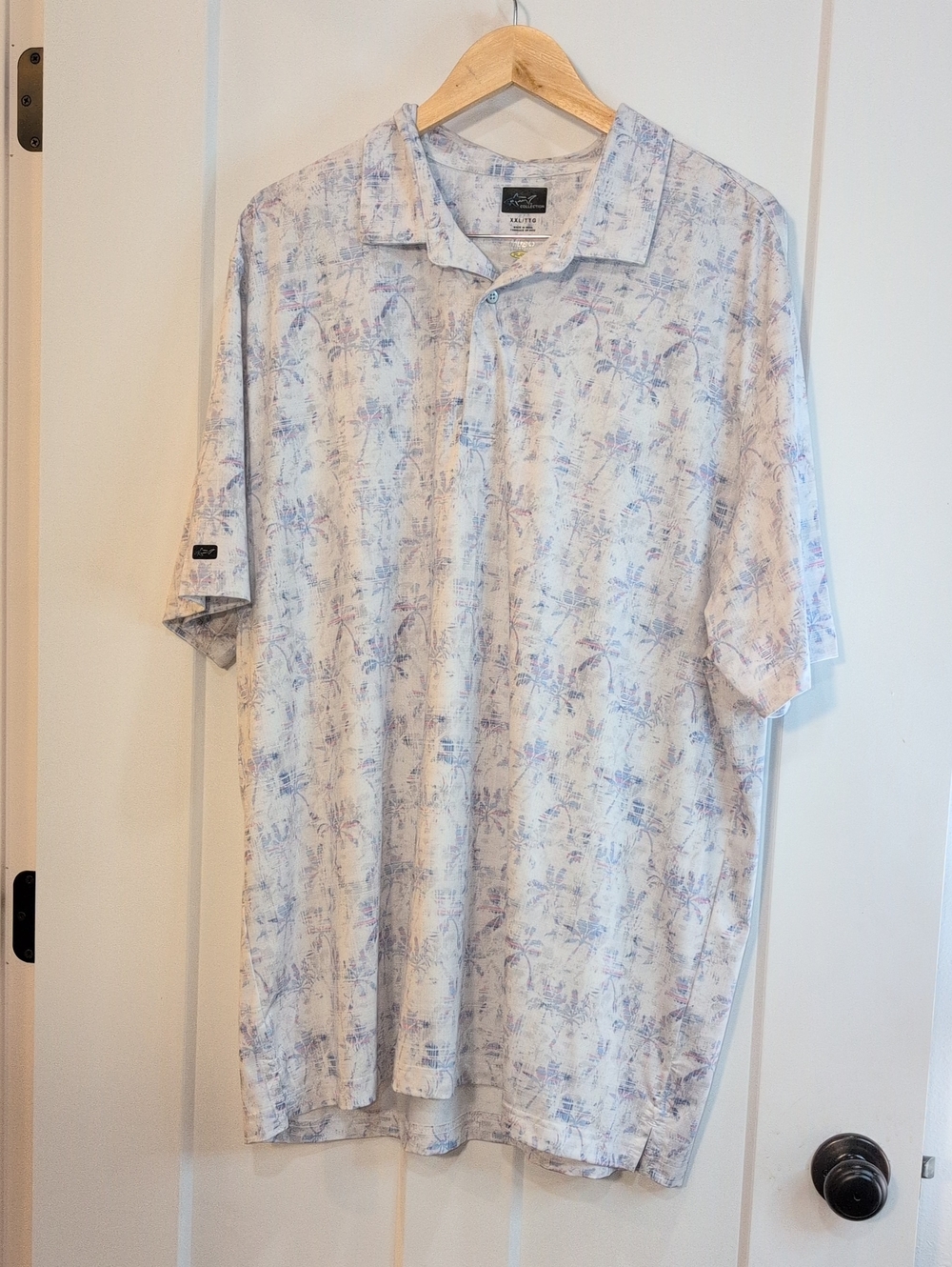 Greg Norman Collection Light Blue and Lavender Floral Polo
